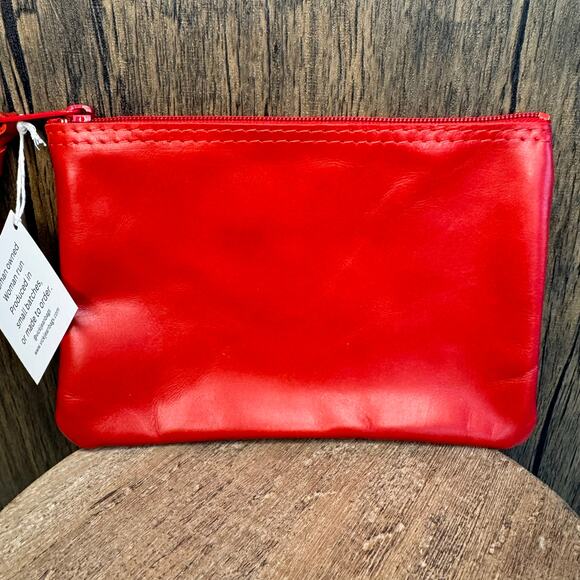 Genuine Leather Makeup Bag Cosmetics Bag NEW Boho Travel Small batch Sustainable - Picture 5 of 7